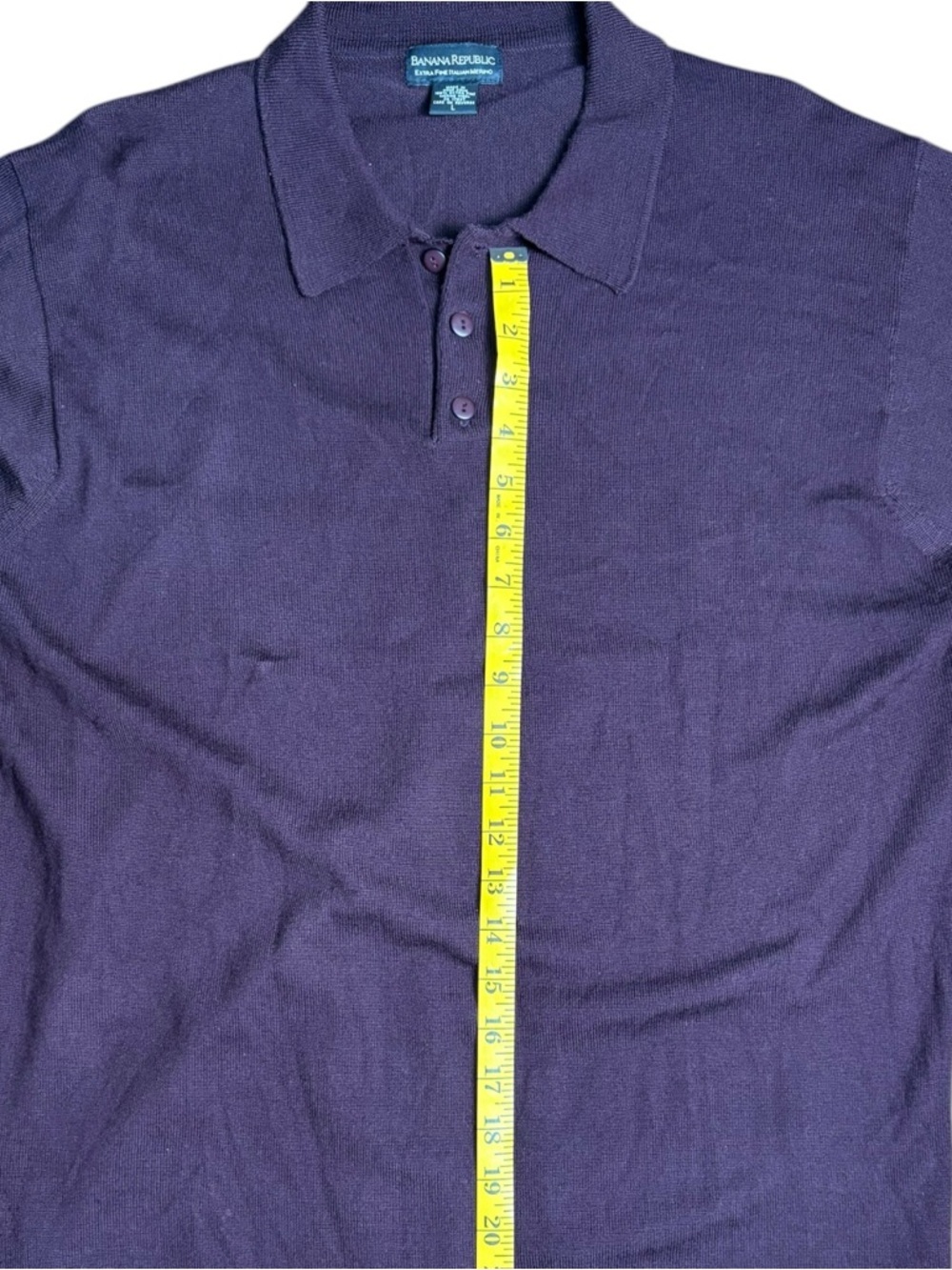 Banana Republic Plum Long Sleeve Polo Sweater Italian Merino Wool Sz L - Picture 6 of 6